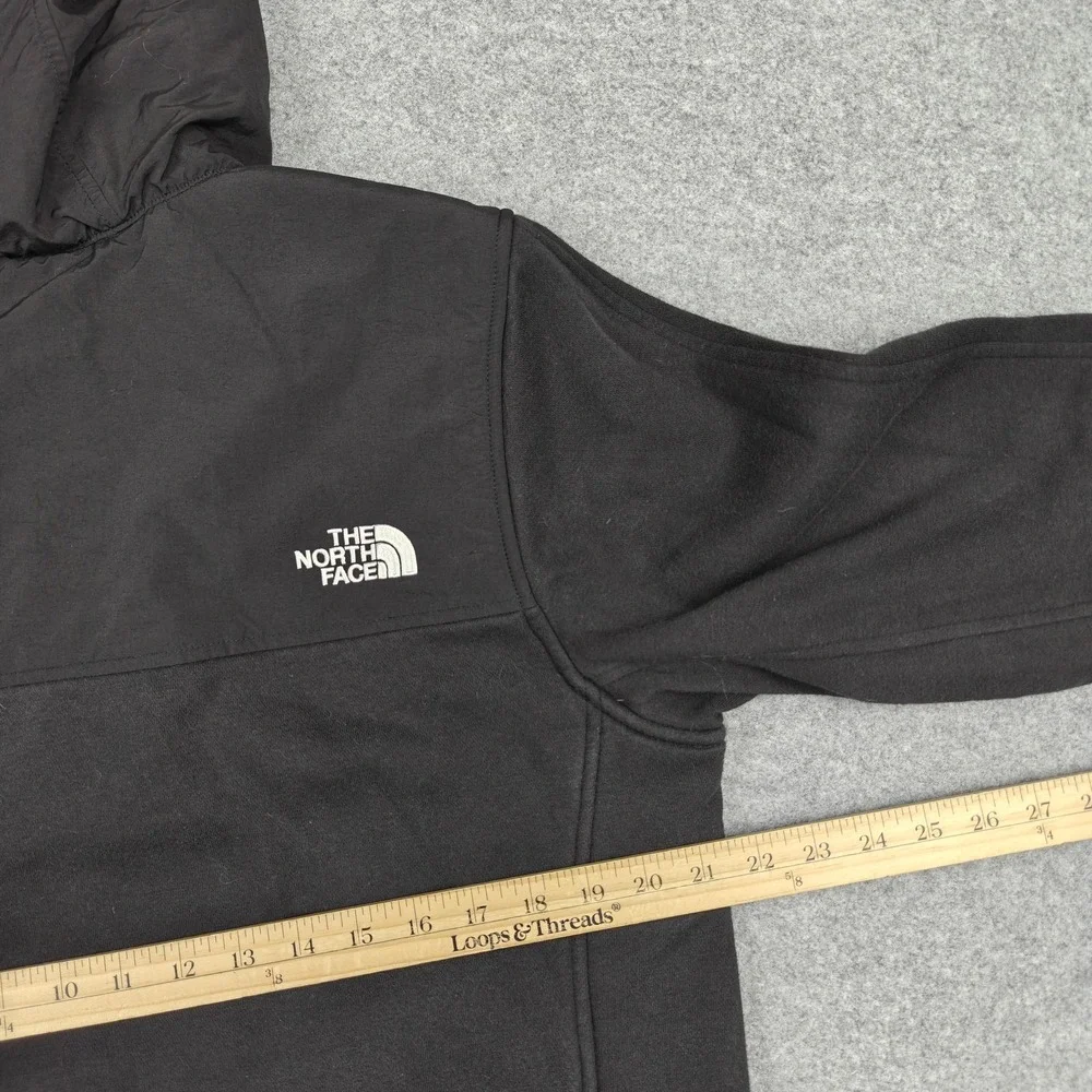 The North Face Jacket Mens Medium Black Hooded Fleece‎ Full Zip Broken Zipper